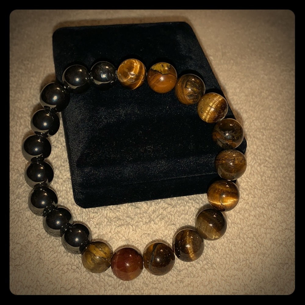 Handmade Hematite and Tiger Eye Bracelet. New